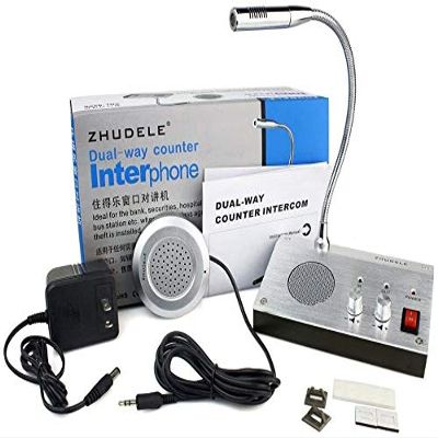 110V Intercom Microphone Speaker Dual-Way Audio with Anti-Interference for Bank Counter Window Intercom Interphone System,Shipping from US