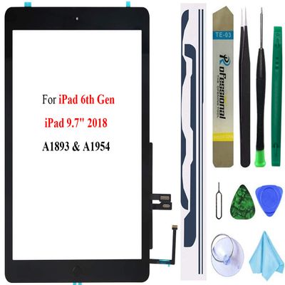 Dedia Black Touch Screen Replacement Digitizer Glass Assembly for iPad 6 6th Generation 2018 9.7inch (A1893 A1954) with Home Button(No Support Touch ID)+Pre-Installed Adhesive +Professional Tool Kit