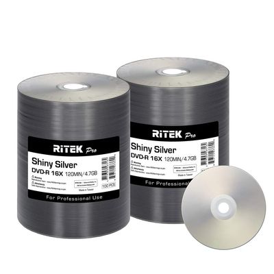 200 Pack Ritek Pro DVD-R 4.7GB AZO Dye (MXL RG04) Shiny Silver Blank Disc
