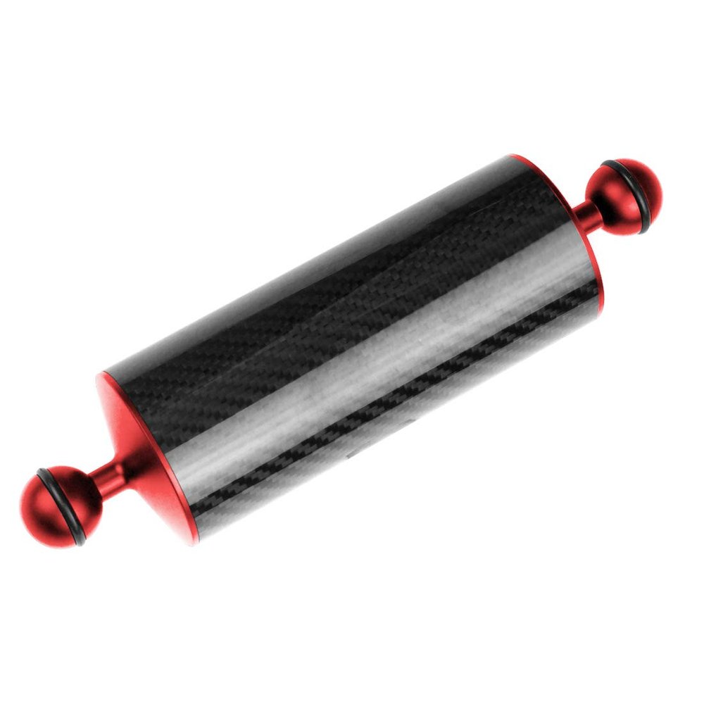 FEICHAO Carbon Fiber Float Buoyancy Aquatic Arm Dual Ball Floating Arm D60MM Camera Underwater Diving Tray (8 inch,Red)
