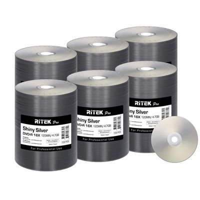 600 Pack Ritek Pro DVD-R 4.7GB AZO Dye (MXL RG04) Shiny Silver Blank Disc