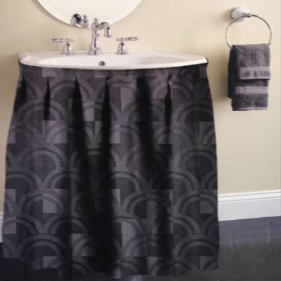 Better Home Premium Vinyl Sink Skirt Bath Vanity Cover Waterproof Luxurious Semi Circle Design (Black)