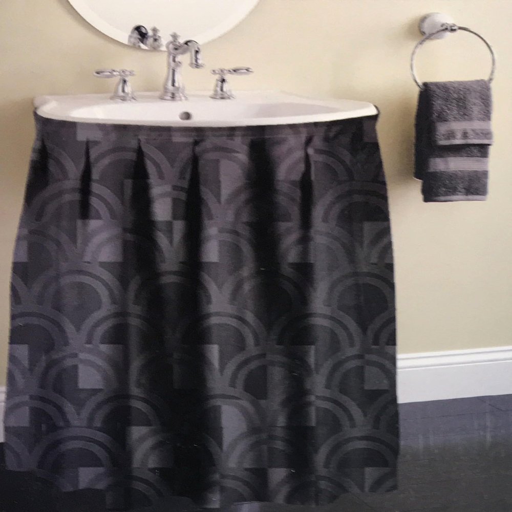 Better Home Premium Vinyl Sink Skirt Bath Vanity Cover Waterproof Luxurious Semi Circle Design (Black)