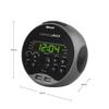 HANNLOMAX HX-129CR Alarm Clock Radio. PLL FM Radio, 0.6" Green LED Display, Bluetooth, USB Ports for 2.4A & 1A Charging/MP3 Playback (Grey) view 3