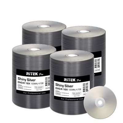 400 Pack Ritek Pro DVD-R 4.7GB AZO Dye (MXL RG04) Shiny Silver Blank Disc