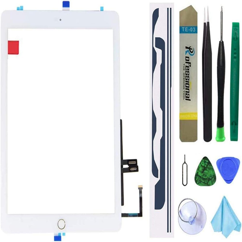 Dedia White Touch Screen Replacement Digitizer Glass Assembly for iPad 6 6th Generation 2018 9.7inch (A1893 A1954) with Home Button(No Support Touch ID)+Pre-Installed Adhesive +Professional Tool Kit