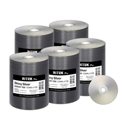 500 Pack Ritek Pro DVD-R 4.7GB AZO Dye (MXL RG04) Shiny Silver Blank Disc