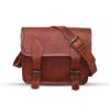 9" small Leather messenger bag shoulder bag cross body vintage messenger bag for women & men satchel man purse compatible with Ipad and tablet Brown view 1