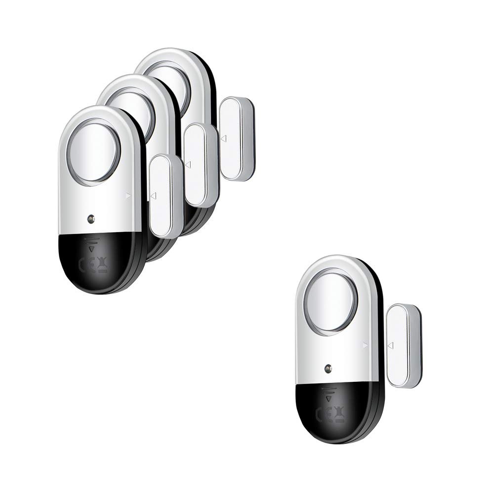 120 DB Loud Door and Window Open Alarm Sensor 3 Pack & 1 Pack for Kids, Dementia Patients Safety, Wireless Security Alarms Keep Your Home, Pool, Cabinet, Business Safe