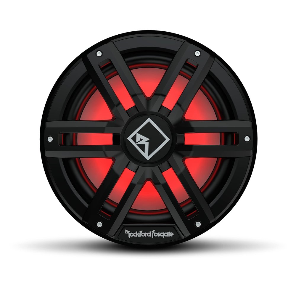 Rockford Fosgate M2D2-12SB Color Optix 12" DVC 2-Ohm Multicolor LED Lighted Marine Subwoofer for Sealed Enclosure - Black/Stainless