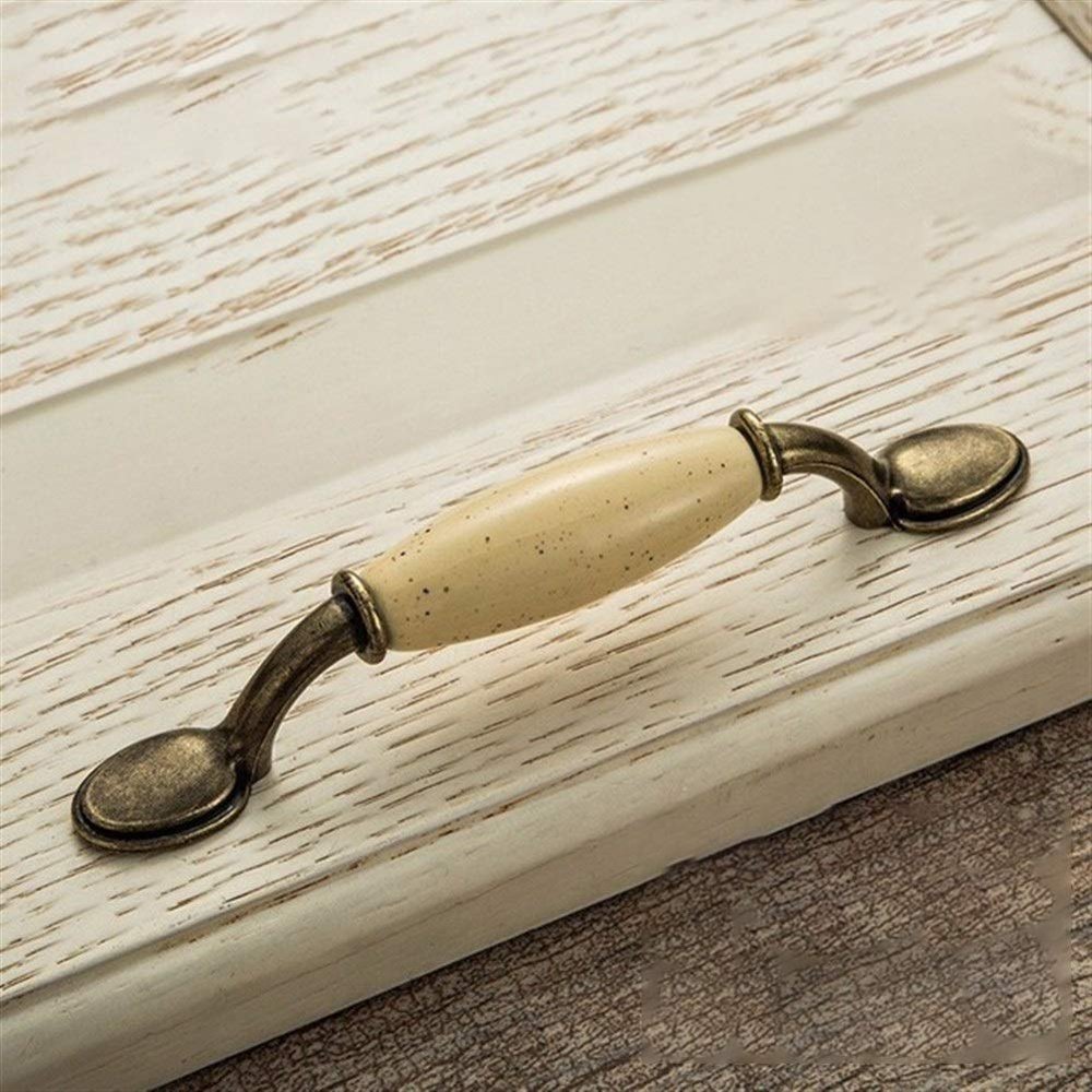 Geeyu 96 Dressing Table Handle, Cupboards Drawer PullsBeige Ceramic Door HandlesAntique Furniture Knobs and Handles for Kitchen CabinetConcise Drawer Handles, Indoor Hardware (Color : G)