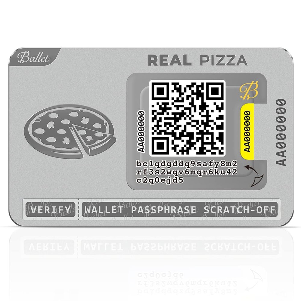 Ballet Real Pizza 2-Pack Cold Storage Wallet Cards | Stealth Pizza Design (No Crypto Logos) | Non-Electronic | No 12/24-Word Seed Phrase | Ballet Crypto App | 1,000+ Coins & NFTs
