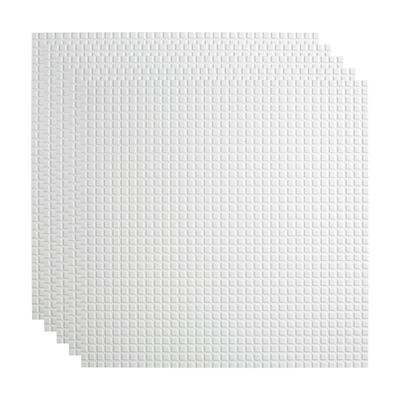 FASDE Square Decorative Vinyl 2ft x 2ft Lay in Ceiling Panel in Gloss White (5 Pack)