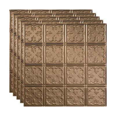 FASDE Traditional Style/Pattern 10 Decorative Vinyl 2ft x 2ft Lay in Ceiling Panel in Argent Bronze (5 Pack)