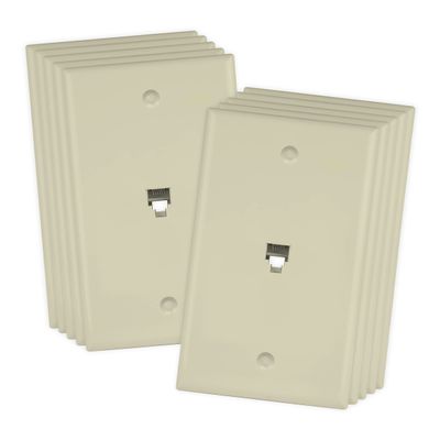 ENERLITES RJ11 Telephone Jack Wall Plate, 6-Position 6-Conductor 6P6C (2 Line Support), 1-Gang 4.50" x 2.76", 6631-I-10PCS, Ivory (10 Pack)