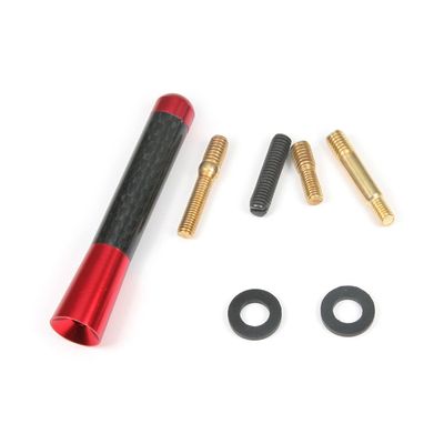 Othmro Universal 3 inches 80mm Carbon Fiber Pattern Screw-on Short Car Radio Antenna red Black 1 pcs
