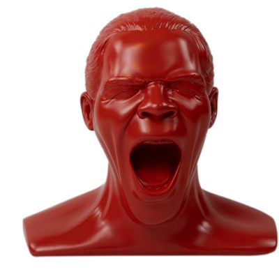 OEHLBACH Scream Unlimited Plus - exclusive headphone stand in the shape of the legendary Oehlbach head - optimal storage of larger over-ear headphones (made in Germany) handmade - fire red
