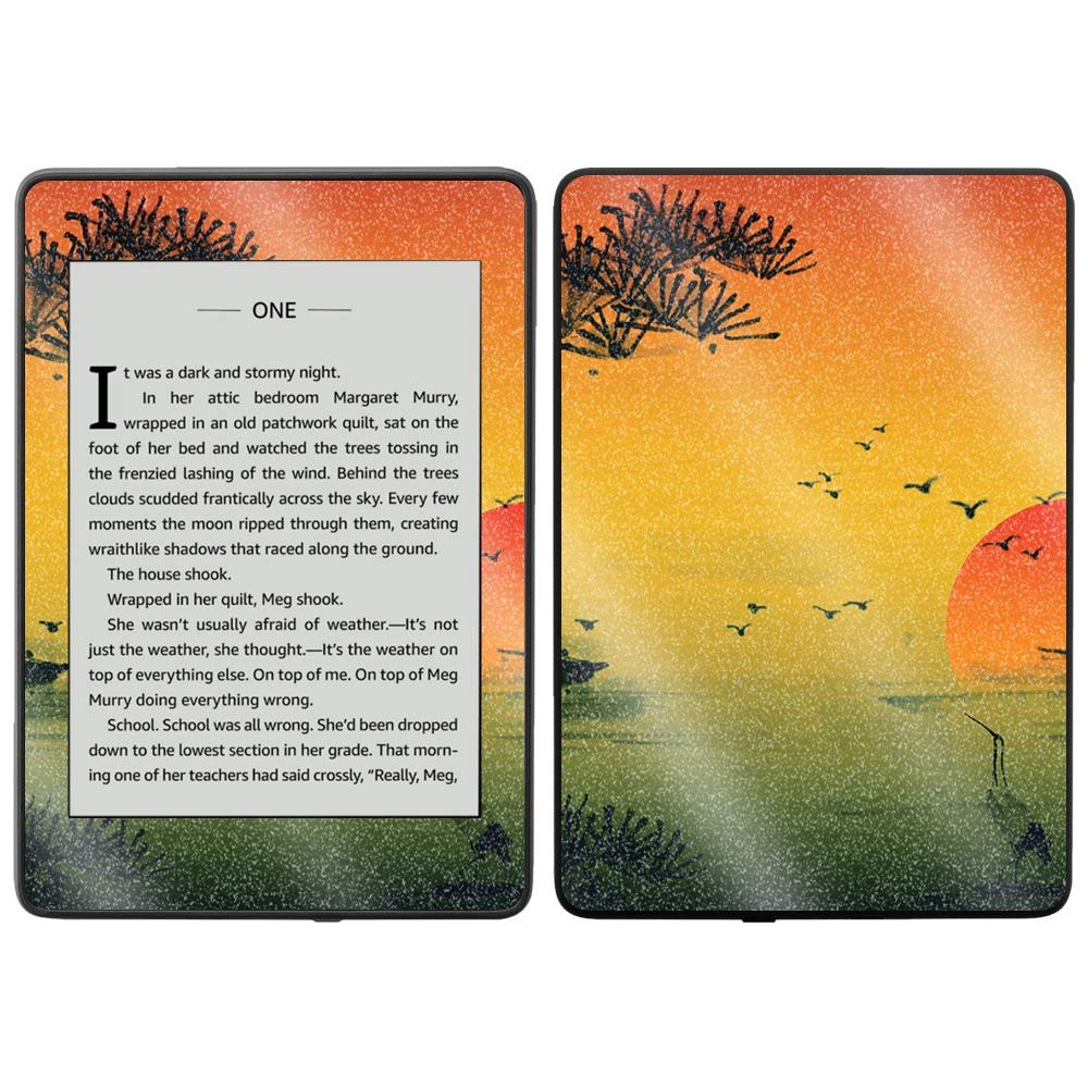 MightySkins Glossy Glitter Skin for Kindle Paperwhite 2018 Waterproof Model - Japanese Sunset | Protective, Durable High-Gloss Glitter Finish | Easy to Apply and Change Style | Made in The USA