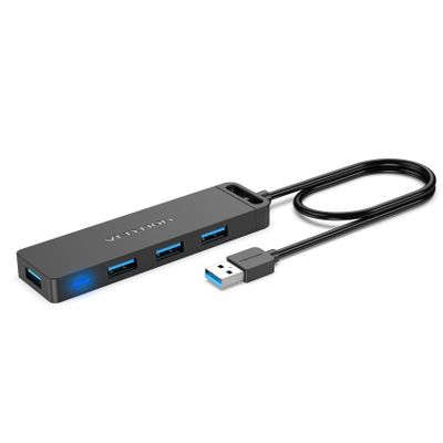 USB Hub VENTION 4-Port USB 3.0 Hub 1.5FT Ultra-Slim Data USB Splitter Charging Supported Compatible with MacBook, Laptop, Surface Pro, PS4, PC, Flash Drive, Mobile HDD