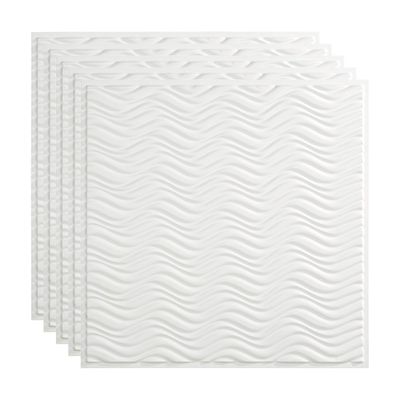 FASDE Current Decorative Vinyl 2ft x 2ft Lay in Ceiling Panel in Gloss White (5 Pack)