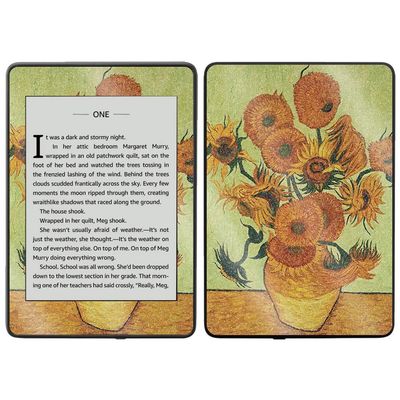 MightySkins Glossy Glitter Skin for Kindle Paperwhite 2018 Waterproof Model - Van Gogh Sunflowers | Protective, Durable High-Gloss Glitter Finish | Easy to Apply and Change Style | Made in The USA