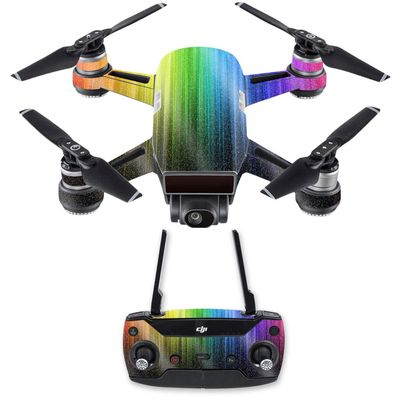 MightySkins Glossy Glitter Skin for DJI Spark Drone & Controller - Rainbow Streaks | Protective, Durable High-Gloss Glitter Finish | Easy to Apply, Remove, and Change Styles | Made in The USA