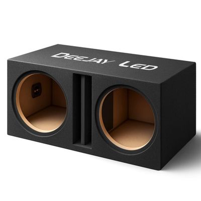 DEEJAY LED Subwoofer Box - 15 inch Dual Speaker Enclosure for 2X 15-in Woofers with Side Terminals, Dual Central Tuned Ports, MDF Heavy Duty Construction, Vented Design (Black)