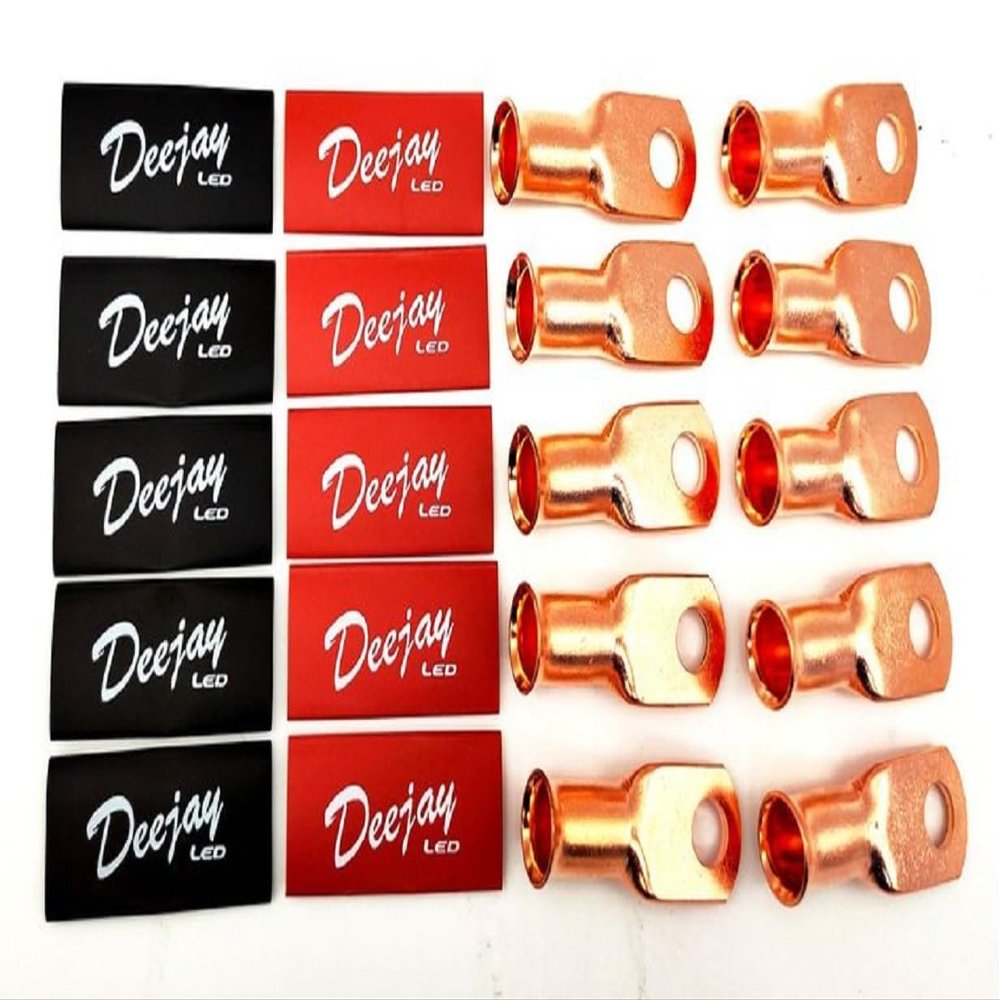 DEEJAY LED TBH2GA10PINKBLK 10 Pack Crimp Connector Style for 2 Gauge Wire Pink / Black Tube Insulators