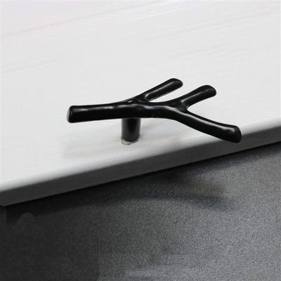 Geeyu 96 Dressing Table Handle, Drawer Knobs Door PullsTree Branch Furniture Handle Single Hole 96mm 128mm Black Silver Bronze Kitchen Cabinet Handles, Indoor Hardware (Color : Black Single)