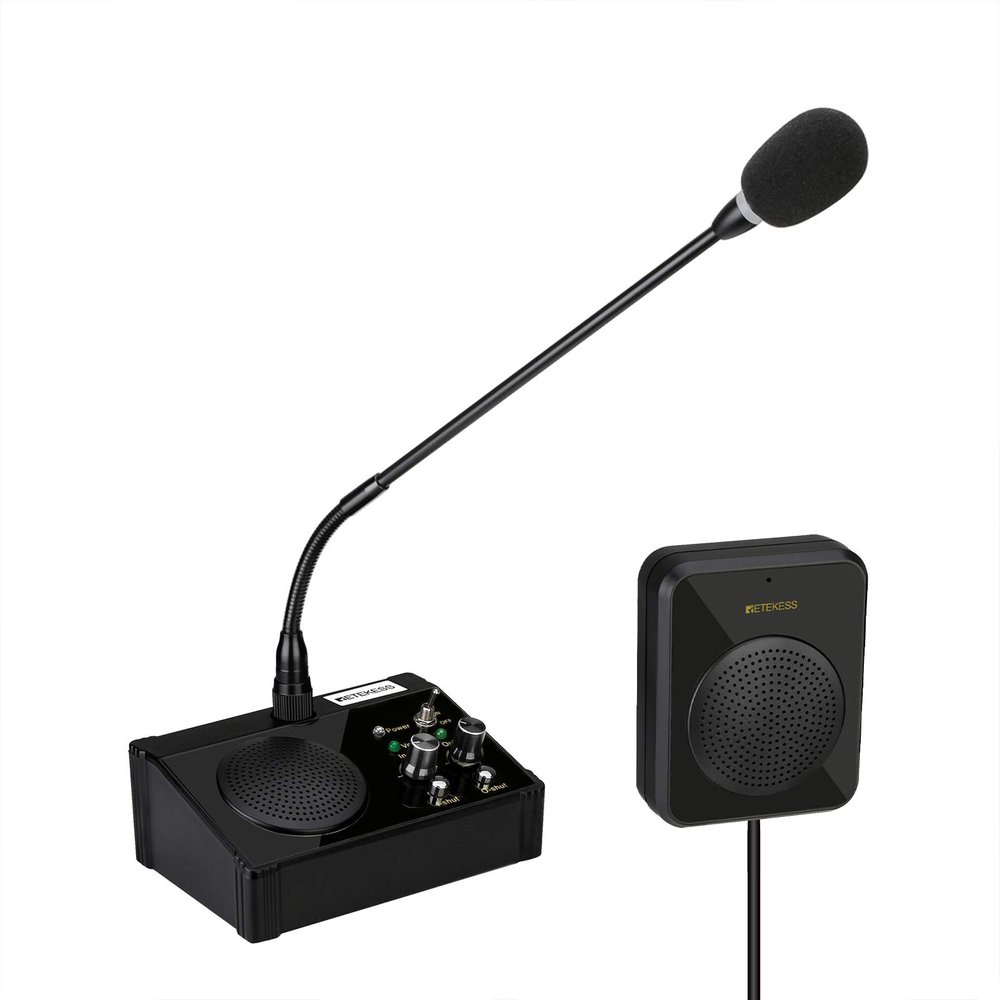 Retekess TW106 Window Intercom, Loud Speaker, Support External Microphone, Intercom System for Business, School, Hospital, Store