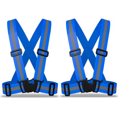 zojo Kids Reflective Vest 2pcs | Lightweight, Adjustable & Elastic | Safety & High Visibility for Running, Jogging, Walking, Cycling | Fits Outdoor Clothing (Neon Blue-Kids Size)