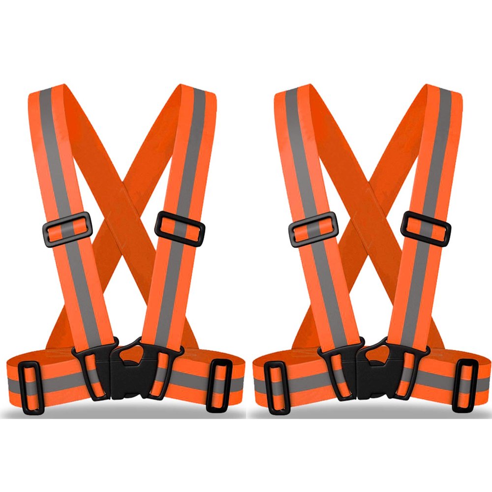 zojo Kids Reflective Vest 2pcs | Lightweight, Adjustable & Elastic | Safety & High Visibility for Running, Jogging, Walking, Cycling | Fits Outdoor Clothing (Neon Orange-Kids Size)
