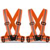 zojo Kids Reflective Vest 2pcs | Lightweight, Adjustable & Elastic | Safety & High Visibility for Running, Jogging, Walking, Cycling | Fits Outdoor Clothing (Neon Orange-Kids Size) view 1