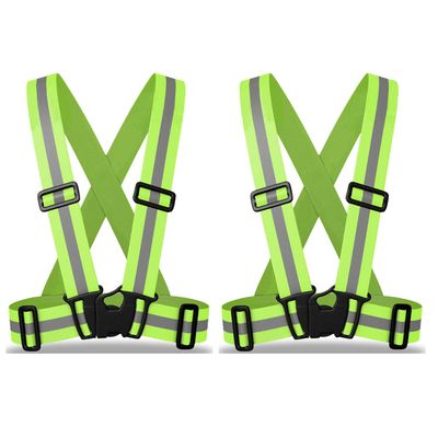 zojo Kids Reflective Vest 2pcs | Lightweight, Adjustable & Elastic | Safety & High Visibility for Running, Jogging, Walking, Cycling | Fits Outdoor Clothing (Neon Yellow-Kids Size)
