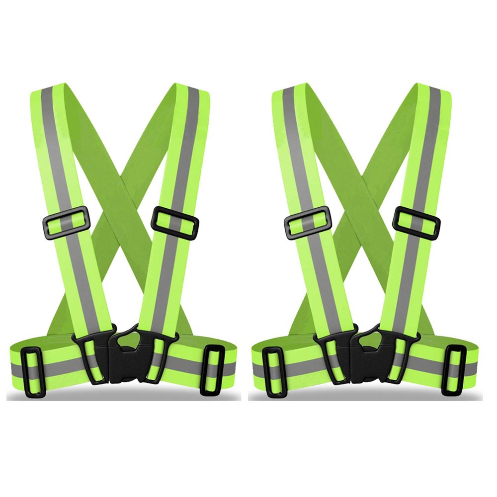 zojo Kids Reflective Vest 2pcs | Lightweight, Adjustable & Elastic | Safety & High Visibility for Running, Jogging, Walking, Cycling | Fits Outdoor Clothing (Neon Yellow-Kids Size)