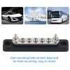 5 Terminal Bus Bar,AC 300V DC 48V 5 Power Distribution Positions Bus Bar Electric Terminal Junction Block W/ 2 Stud AC 300V DC 48V Fit for Trucks Buses Boats view 2