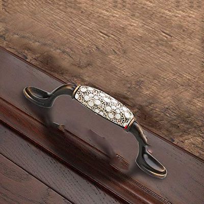 Geeyu ZHaonan-Dressing Table Handle, European Furniture Handle, Vintage Bronze Ceramic Cabinet Handles, Antique Drawer Knobs,Wardrobe Door Handles, Indoor Hardware (Color : Handle 1015AFG 96)