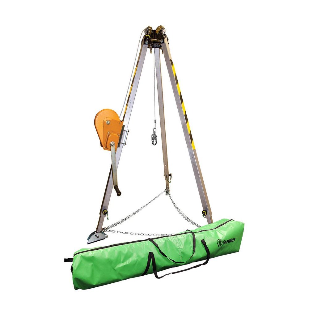 Safewaze 019-11001 7' Adjustable Tripod Kit with 65' Material Winch and Storage Bag