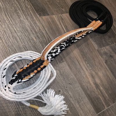 Brazilian/American Hybrid Pro Black on White Poly 9x7 RH 3/4" x 3/4" Soft- EPT Bull Ropes 16'