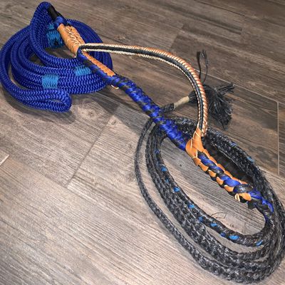 Brazilian/American Hybrid Pro Royal Blue on Black Poly 9x7 RH 3/4" x 3/4" Soft - EPT Bull Ropes 16'