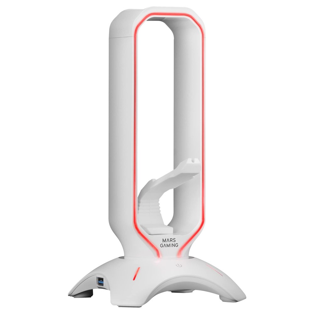 Mars Gaming MHHPROW, Gamer Headset Stand with 2xUSB HUB + Bungee Mouse, White