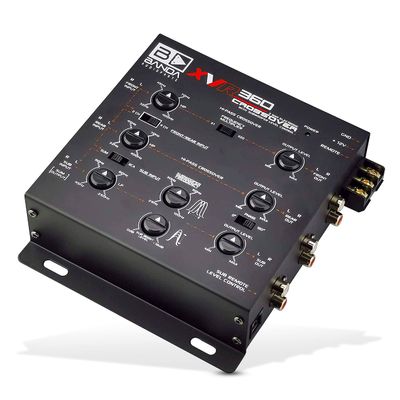 Banda 3-Way Electronic Car Crossover - Two or Three-Way System Set-Ups with Rear Fader Control, Subwoofer Equalizer, 2/4/6 Channel Inputs, 5V RCA Outputs