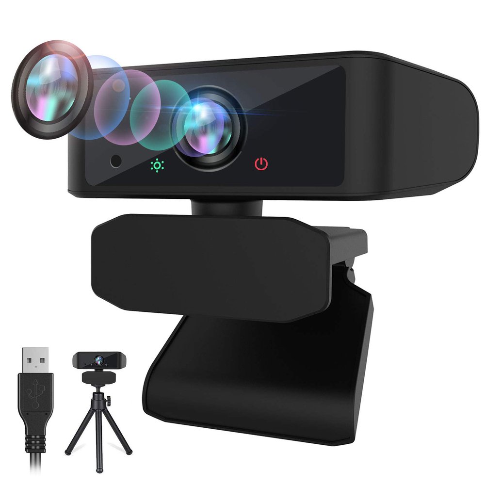 2021 Upgraded 1080p HD Webcam with Microphone Zoom Webcam for Home Working Video Conference with Face Beauty Feature, USB Webcam Camera with Tripod for Mac Windows Linux, Streaming Webcam for Xbox One