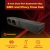 Q Power Dual Port 8 Inch Subwoofer Box Enclosure Design with Underseat Down Fire Feature for GMC and Chevy Crew Cab 2007 to Current, Black view 2