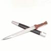 Early Scottish Dirk Hand Forged High Carbon Steel Dagger with Triple Fuller, Carved Wooden Handle & Leather Scabbard | Highland Reenactment Knife view 2