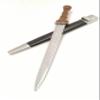 Early Scottish Dirk Hand Forged High Carbon Steel Dagger with Triple Fuller, Carved Wooden Handle & Leather Scabbard | Highland Reenactment Knife view 3