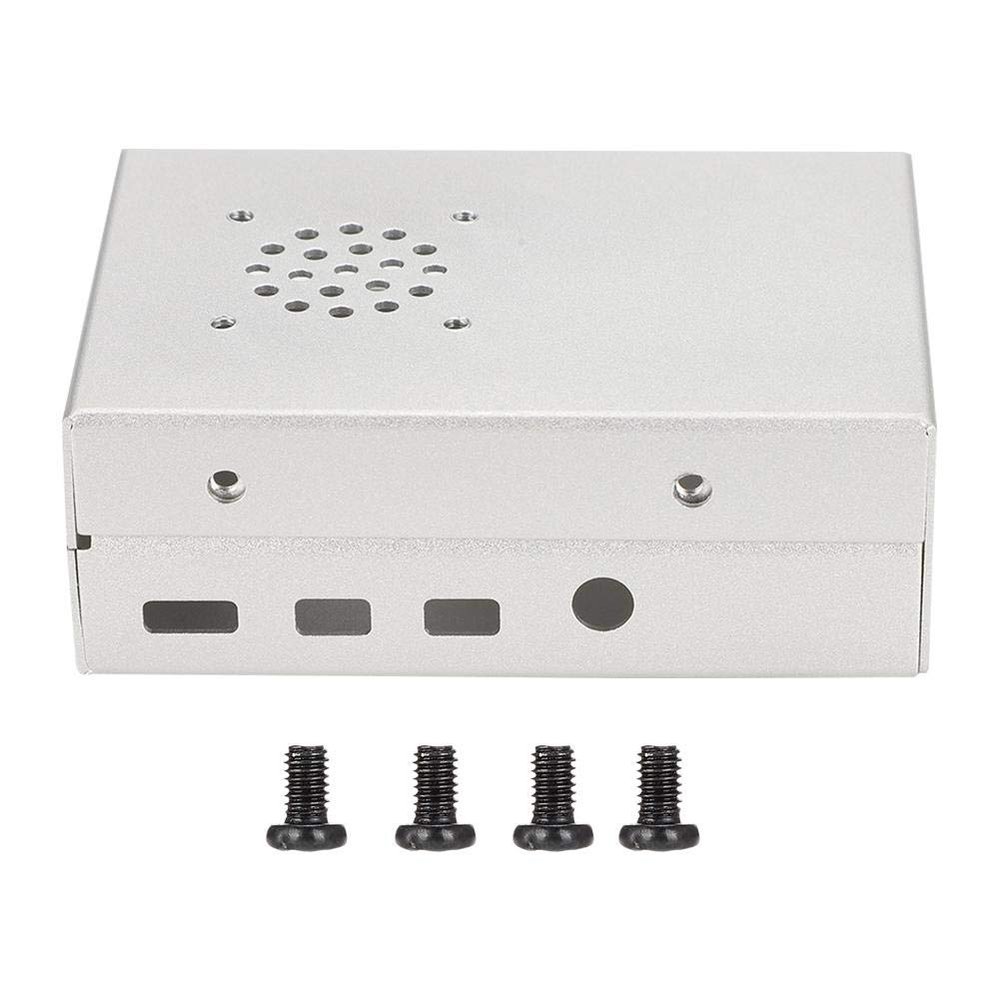 Aluminum Alloy Aluminum Alloy Case, USB/Ethernet Port/Audio/Micro /Power Interface Metal Porous for Raspberry Pi Enclosure, for Raspberry Pi 4B(Silver)