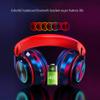 Bluetooth Over Ear Headphones, LED Lights Headphones with Built-in Mic, Light Weight, Bluetooth 5.0, Wireless Foldable HiFi Stereo Headphones for Classroom/Home/Office/PC/Mobile Phone (Black red) view 2