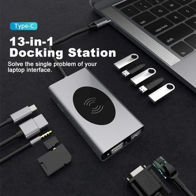 Arinda Multifunctional 13 in 1 10W Docking Station USB Type C Hub Adapter for Laptop