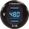 Powerwerx PanelUSB48 Panel Mount Dual USB 3.1A Fast Device Charger with Digital Voltage Display for 24/36/48V Systems view 1